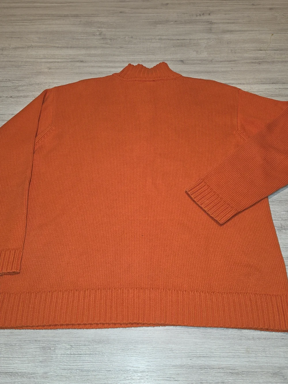 Vtg Lauren Ralph Lauren 1/4 Zip Sweater Men's Orange Anchor & Crown Logo Size L